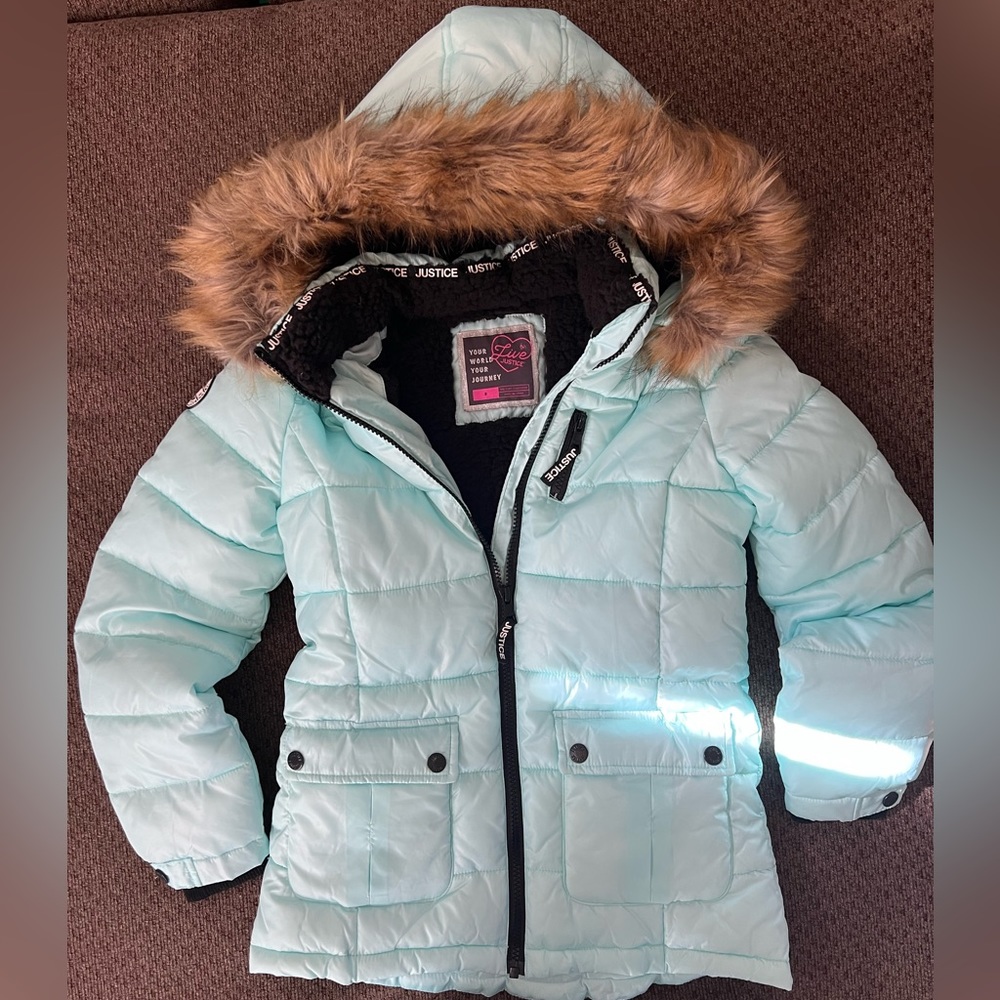 Youth girls Justice puffer Jacket with fur hood
